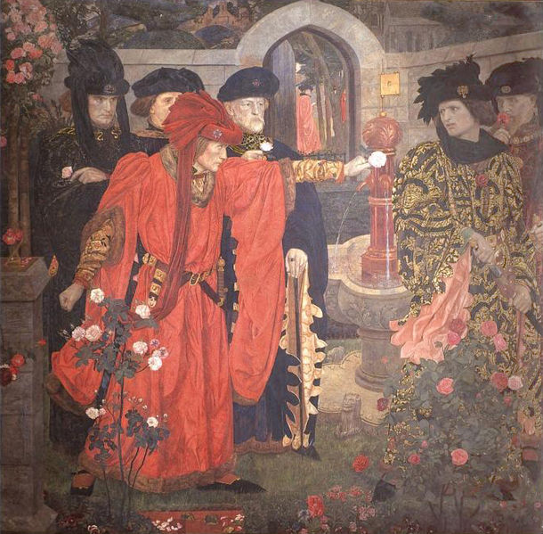 Henry Arthur Payne Plucking the Red and White Roses in the Old Temple Gardens